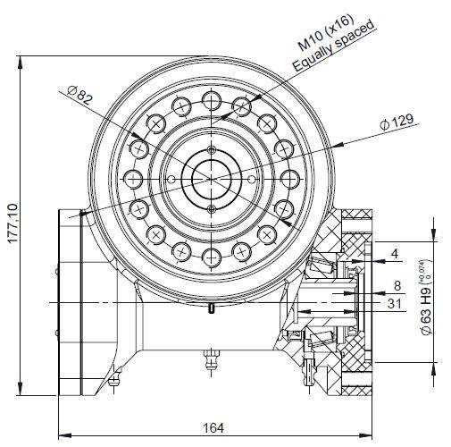 Slewdrive Ø129 - Ø20 midt hul